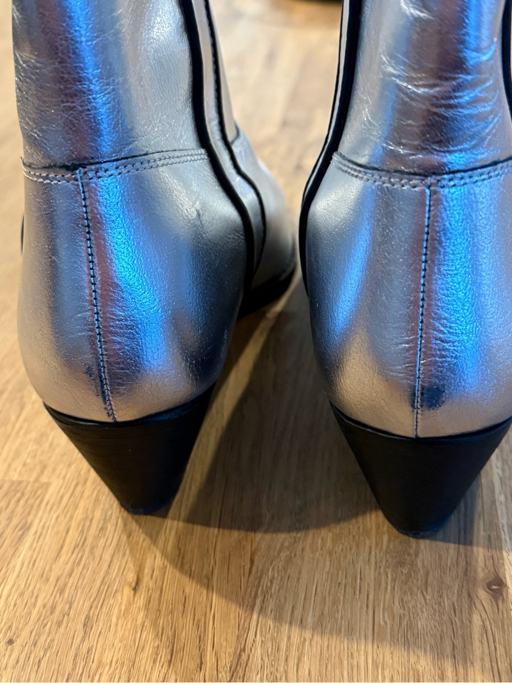 Free People Metallic Silver Women's Pointed Toe Mid-Calf Boot - Picture 6 of 7